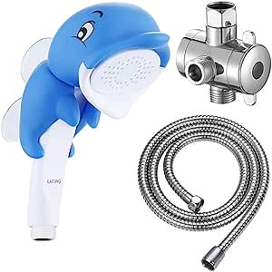KAIYING Children's Handheld Shower Head,Cartoon Water Flow Spray Shower Head Baby Kids Toddler Bath Accessories (O:Showerhead(Dollie)+Hose+Diverter)