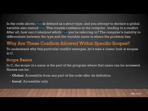 Understanding the Global Variable Name Conflict with Structs in C