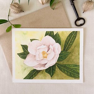 White Magnolia Flower Notecards. Eco Friendly Watercolor Stationery. A2 Size Folded Cards. - Etsy