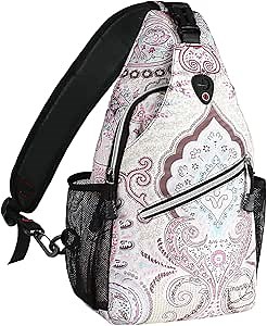 MOSISO Sling Backpack,Travel Hiking Daypack Pattern Rope Crossbody Shoulder Bag, National Style