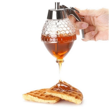 Honey Dispenser Syrup Jar and Stand Honeycomb Shaped Pot No Drip Dispenser for Precise Serving - Walmart.ca