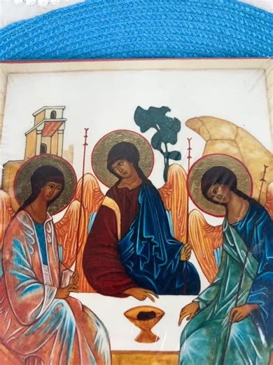 Vintage 10x7.5” Holy Trinity Icon by Jeanne Blais – Reproduction of Andrei Rublev Artwork, Christian Orthodox Wall Plaque Decor - Etsy