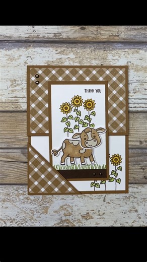 Learn how to create an easy corner closure for your fun fold cards! And I have two different ways you can use this technique in your card making. Besides the easy closure, this fun fold card design uses up an entire 4-1/4 x 11 inch piece of cardstock without any leftover scraps! Watch the full video on YouTube #stamptasticdesigns #funfoldcards #cardmaking #cutestcows | Stamptastic Designs
