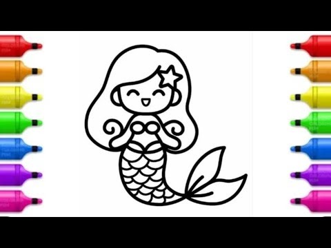 How to draw a little mermaid🧜|| drawing and colorings || step by step ✨