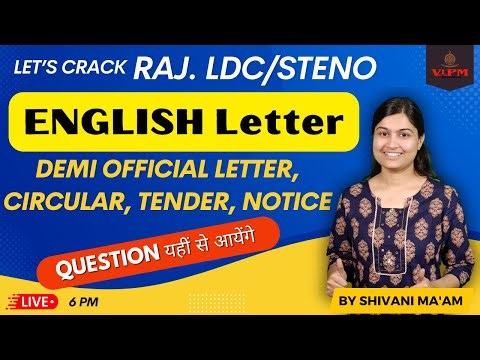 Raj. LDC 2024 English By Shivani Ma'am || Demi official letter, Circular, Tender, Notice