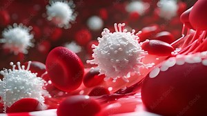 White blood cells move through a blood vessel