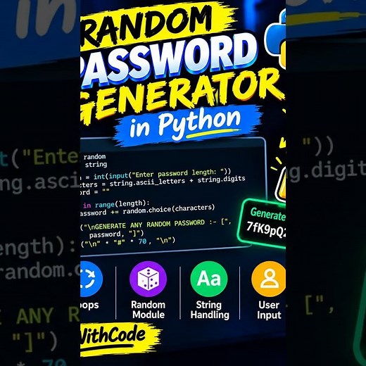 Create a Random Password Generator Using Python 🐍🔐 | Beginner ProjectVideo Project 11