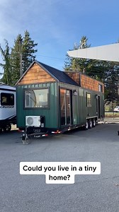 Could you live in this 33' long tiny house on wheels? This tiny home features an L-shaped kitchen with tons of storage, a large living area w/ room for a sectional couch, a mudroom with a washer & dryer, a full bathroom, & a lofted bedroom! Via Drew Anthony from RV Buyers Guide #tinyhouse #tinyhome #RV | Dream Big Live Tiny Co.