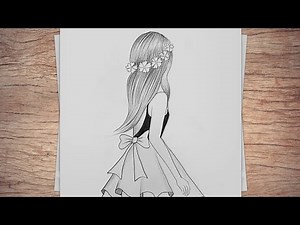 نقاشی دخترانه - آموزش نقاشی ساده - نقاشی دختر - نقاشی ساده و زیبا با مداد