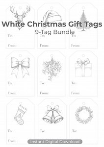 Printable Christmas Gift Tags – Minimalist Black & White Holiday Tags | Instant Download - Etsy