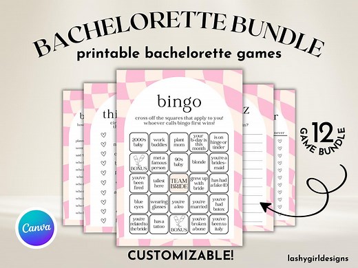 Bachelorette Party Games Bundle Printable Fun Bachelorette Games Pink Hen Do Ideas Summer Hen Dos Decor Bridal Shower Bundle Bride Quiz - Etsy UK