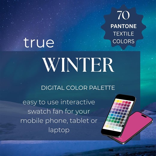 True Winter Digital Swatch Fan | Mobile Friendly Interactive pdf file | Seasonal Color Analysis | 12 Season Model