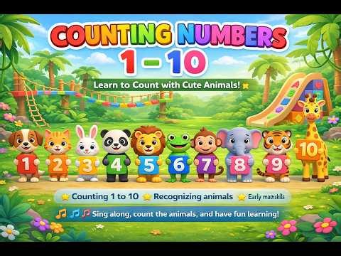 Learn Numbers 1–10 with Animals 🐶 | Counting Song for Kids | Preschool Learning Video