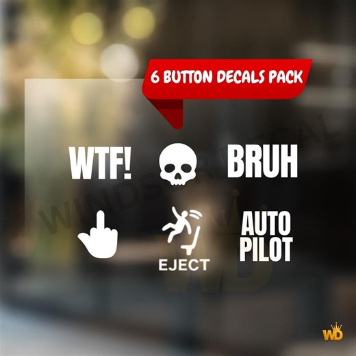 6 Pack Funny Eject Button Decals, Prank Car Interior Vinyl Stickers - Etsy