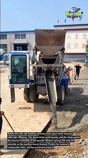 Self-Loading Concrete Mixer in Action – Fast Road Pouring Process!