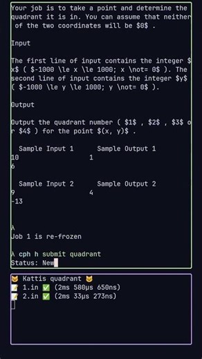 quadrant - Daily Kattis #coding #codeprep #programming #codingchallenge