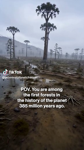 The first forests that began to form during the #Devonian period. They overshadowed the enormous Prototaxites, which eventually disappeared forever from our planet. It is one of the strangest and most alien places we can imagine. This short video was created using material prepared for a larger film. There, you will be able to see many more scenes from the Devonian period, as well as other eras, bringing you closer to what Earth looked like millions of years ago.