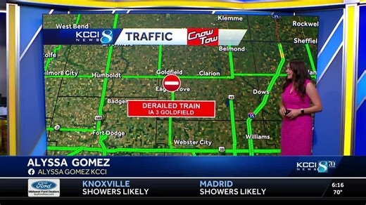 Central Iowa traffic: Train derailment blocking IA 3