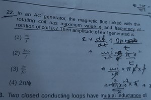 In an AC generator, the magnetic flux linked with the rotating ... | Filo