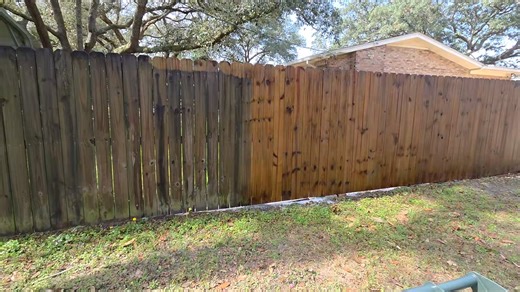 Fence looking old and stained? Not anymore 💦✨ We brought this fence back to life with a professional soft wash. Don’t replace it — restore it. 📍Serving Pace & Pensacola 📞 850-516-8980 Message us for a FREE quote! | Tru Pressure Washing