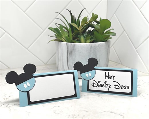 Custom Mickey Mouse Birthday Food Labels | Disney Place Cards | Disney Party Decoration | Baby Blue Mickey Mouse Clubhouse Party Decor - Etsy