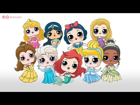 วาดการ์ตูนเจ้าหญิงดิสนีย์ Disney Princess | AkeComArt