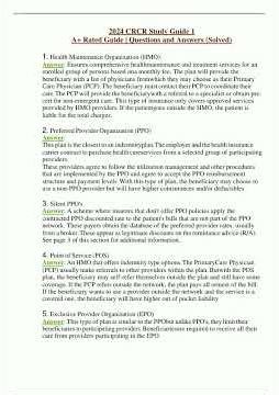 2024 CRCR Study Guide 1 A Rated Guide Questions and Answers Solved