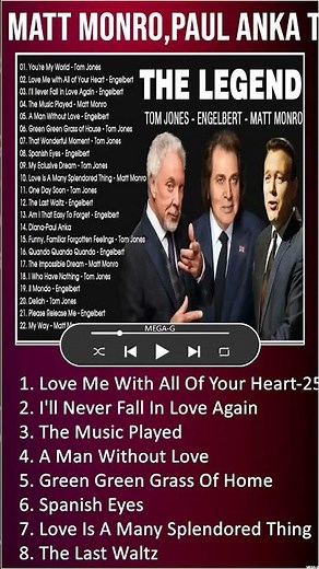 Matt Monro,Paul Anka Tom Jones, Engelbert Humperdinck - Greatest Hits Oldies But Goodies 6 #shorts