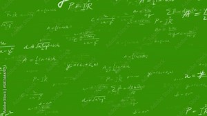 Random math equation formula text background teaching engineering, teaching equations and formulas backgrounds for teaching Green screen background animation