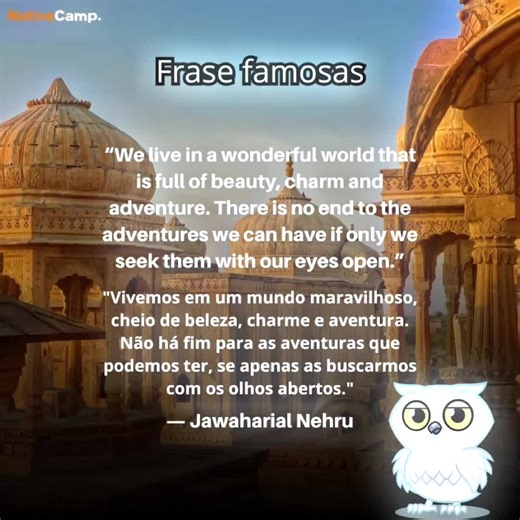 NativeCampBrazil um novo olhar sobre aprendizado 🌟 Crie o hábito de aprender inglês todos os dias! Experimente a Native Camp gratuitamente! 👉 https://nativecamp.net/pt-br 💡 Por que escolher a Native Camp? ✅ Mensalidade fixa: Sem surpresas no seu orçamento. ✅ Aulas ilimitadas: Estude o quanto quiser, todos os dias! ✅ Professores sempre disponíveis: Sem agendamento, aulas imediatas. ✅ Exclusivo no Brasil: Somente a Native Camp oferece inglês online com preço fixo, aulas ilimitadas e sem necessi