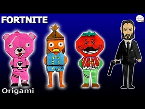 【フォートナイト折り紙】超人気キャラ4選！ジョンウィック・クマ・魚・トマトの作り方 🎮 FORTNITE Origami: John Wick, Pink Bear, Fishstick 堡垒之夜