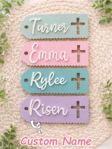 Personalized Easter Basket Tags | Easter Gift Tags For Kids, Customizable With Child's Name, Warm Family Easter Gifts, Ideal For Easter Egg Hunts, Spring Celebrations And Home Easter Festivities | SHEIN