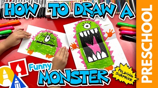 How To Draw A Funny Monster Folding Surprise - Preschool - Art For Kids Hub -