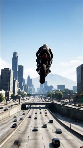 GTA V Stunt – Bike Flies Through Tunnel Gap & Lands on Freeway #shorts