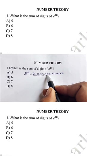 Maths Olympiad Question | Number theory : Sum of digits of 2^10 #maths #mathsspark #shorts