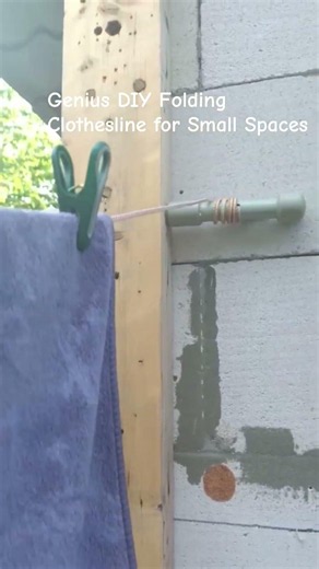 Space-Saving Clothesline Hack! 🧺