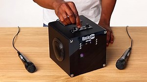 RockJam Singcube 5-Watt Rechargeable Bluetooth Karaoke Machine with Two Microphones, Voice Changing Effects & LED Lights