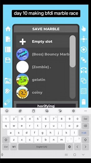 Day 10 making bfdi marble race #bfdi #bfb #tpot