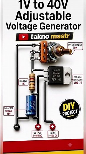 How to Make a 1V to 40V Adjustable Voltage Generator (Variable DC Power Supply) - DIY Electronics