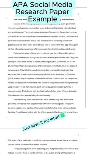 APA Social Media Research Paper Example