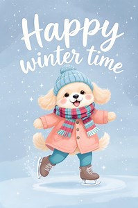 Ice Skating Maltipoo Puppy Art | Winter Clipart (digital Download) - Etsy