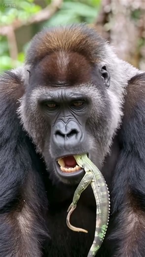 Silverback Gorilla Eats Lizard #wildlife #wildliferescue #animals
