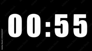 1 minute countdown timer. 1 minute stopwatch , analog neon clock icon animation .
