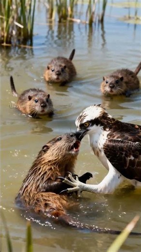 Brave Mom Muskrat Fights Off Deadly Predator To Save Her Baby! #animals #rescue #nature
