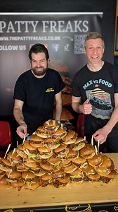 BIGGEST BURGER CHALLENGE IN EUROPE! ONLY 1 HOUR TO EAT THE ENTIRE TOWER - CAN WE DO IT!? @thepattyfreaks put together this massive burger tower including 45 of their new burgers and challenged us to eat it all within an hour Can @scotteatsalotoffood @liftingweightscleaningplates and I, TAKE THIS ALL DOWN!? Full video Sunday 6.30pm UK /1.30 EST #burger #burgerchallenge #viralfoods #foodchallenge #pattyfreaks | Max vs Food