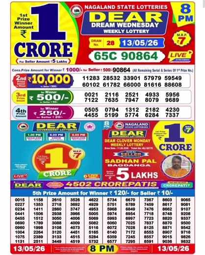 Dear Lottery 8 PM Result Today 🔴 | Live Draw Update | Lottery Sambad