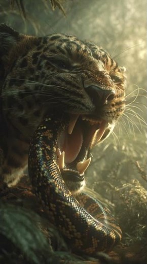 Gaint Python vs Leopard – The Jungle’s Silent Duel 🐆🐍 | WildVerse #Shorts