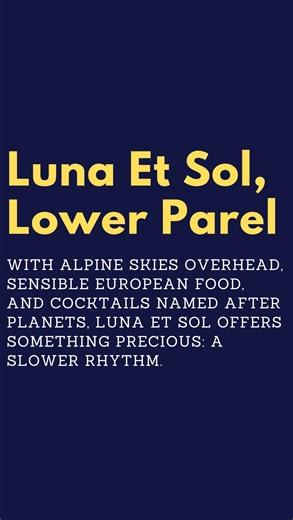 Anita Kapai- Lifestyle, Fashion & Fitness on Instagram: "Luna et Sol - Lunch that Feels Like a Pause in the Swiss Alps @lunaetsol.in @prasukjainhospitality There are restaurants that give you a plate. Then there’s Luna et Sol, which quietly steals an hour from your day and returns it to you polished and warm. Walk in and the city’s hurry peels off like a damp coat. Above, the ceiling becomes cinema: drifting snow, pale alpine light, a small, theatrical sky that insists you look up and breathe. F