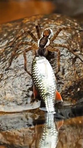 16K views · 171 reactions | Some spiders, particularly fishing spiders (Dolomedes spp.), are semi-aquatic and can hunt small fish. #SpiderVsFish #NatureBattle #WildlifeAttack #FishingSpider #NatureIsWild #IncredibleNature #PredatorVsPrey #AmazingWildlife #SpiderAttack #FishVsSpider #WildlifePhotography #NatureLovers #EpicBattle #PredatorInstinct #WildlifeVideo #ScaryNature #InsectVsFish | SpiderVerse Wild | Facebook