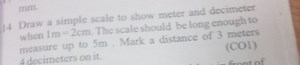 Draw a simple scale to represent meters and decimeters with the... | Filo